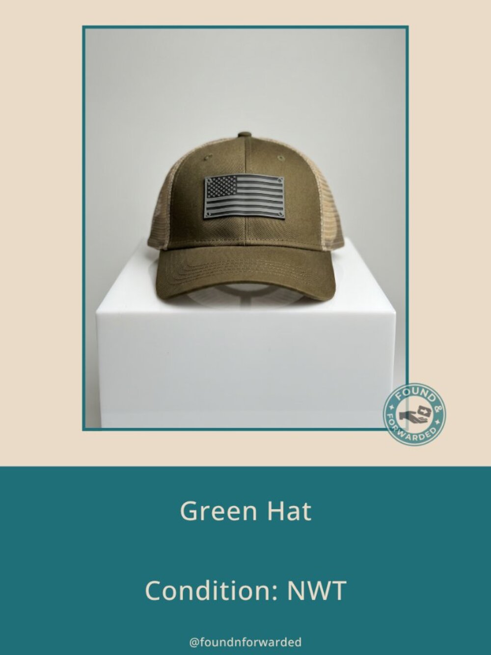H3 Headwear Olive American Flag Trucker Hat Mesh Snapback NWT OS